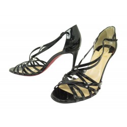 NEUF CHAUSSURES CHRISTIAN LOUBOUTIN PARIS ETE SANDALES CUIR NOIR 40.5 SHOES 745€