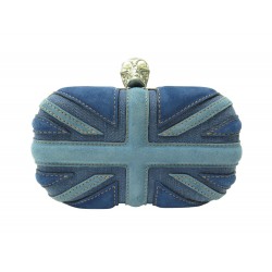 NEUF SAC A MAIN ALEXANDER MC QUEEN MINAUDIERE SKULL CLUTCH 208024 BLEU BAG 1095€