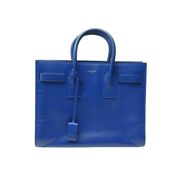 SAC A MAIN SAINT LAURENT DE JOUR SMALL 324823 CUIR BLEU ELECTRIQUE HANDBAG 2700€