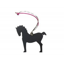 NEUF BIJOU DE SAC HERMES PETIT H BAG CHARM CHEVAL H1059538 EN CUIR NOIR 260€