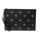 SAC POCHETTE A MAIN GUCCI BEE AND STARS 495066 TROUSSE CUIR NOIR CLUTCH BAG 790€