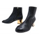 NEUF CHAUSSURES CHANEL G38428 BOTTINES A TALON LOGO CC CUIR 37.5 BOOTS 1600€