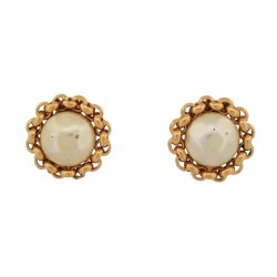 VINTAGE BOUCLES D'OREILLES CHANEL PUCES PERLES DE CASTELLANE 1984 DORE EARRINGS