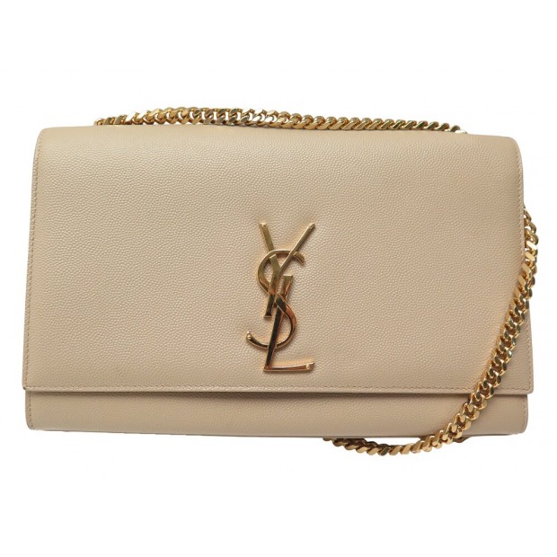 SAC A MAIN SAINT LAURENT KATE MEDIUM 364021 BANDOULIERE CUIR BEIGE HANDBAG 1900€