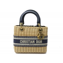 RARE SAC A MAIN LADY DIOR WICKER PAILLE ET TOILE OBLIQUE STRAW PURSE BAG 6100€