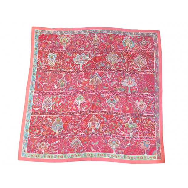 CHALE HERMES AU PAYS DES OISEAUX FLEURS HENRY CACHEMIRE ET SOIE ROSE SHAWL 1260€