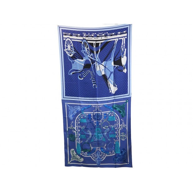 NEUF FOULARD HERMES DOUBLE CALECHE ELASTIQUE & ETRIERS SOIE 180X90CM SCARF 1060€