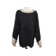 TOP HERMES TUNIQUE COL ET POIGNETS DORES 40 M SOIE NOIRE BLACK SILK SHIRT 1400€