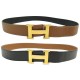 VINTAGE CEINTURE HERMES BOUCLE H T80 CUIR NOIR & GOLD REVERSIBLE BLACK BELT 770€