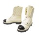 NEUF BOTTINES CHANEL G33185 BICOLORE EN CUIR MATELASSE 37 COMBAT BOOTS 1700€