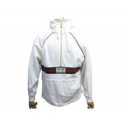 SWEAT ZIPPE GUCCI BANDE WEB & LOGO 645320 T XS 50 M BLANC PULL SWEATSHIRT 1100€