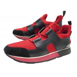 CHAUSSURES BASKETS HERMES PLAYER 39.5 TOILE ROUGE CUIR NOIR SNEAKERS SHOES 805€