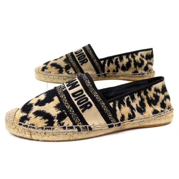 NEUF CHAUSSURES CHRISTIAN DIOR ESPADRILLES GRANVILLE LEOPARD 41 TOILE SHOES 650€