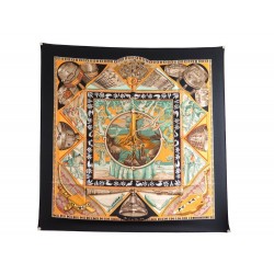 FOULARD HERMES AU SON DU TAM TAM DE BOURTHOUMIEUX CARRE SOIE NOIR SCARF 350€