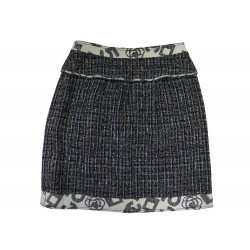 JUPE COURTE CHANEL P28590W03730 EN TWEED BICOLORE NOIR BLANC L 42 SKIRT 3100€