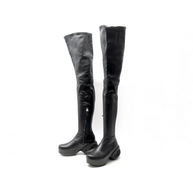 NEUF BOTTES CUISSARDES GIVENCHY G-CLOG EN CUIR NOIR 39 OVER THE KNEE BOOTS 1950€