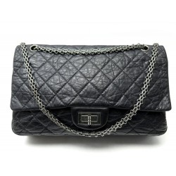 SAC A MAIN CHANEL GRAND 2.55 EN CUIR MATELASSE NOIR BANDOULIERE HAND BAG 11100€