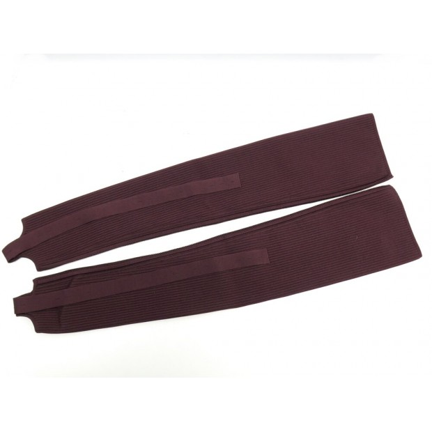 NEUF GUETRES POUR BRAS HERMES EN SOIE MAILLE COTES ROUGE MARSALA RED ARM WARMERS