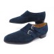 NEUF CHAUSSURES JOHN LOBB CHAPEL DOUBLE BOUCLES 9E 43 EN DAIM BLEU SHOES 1820€