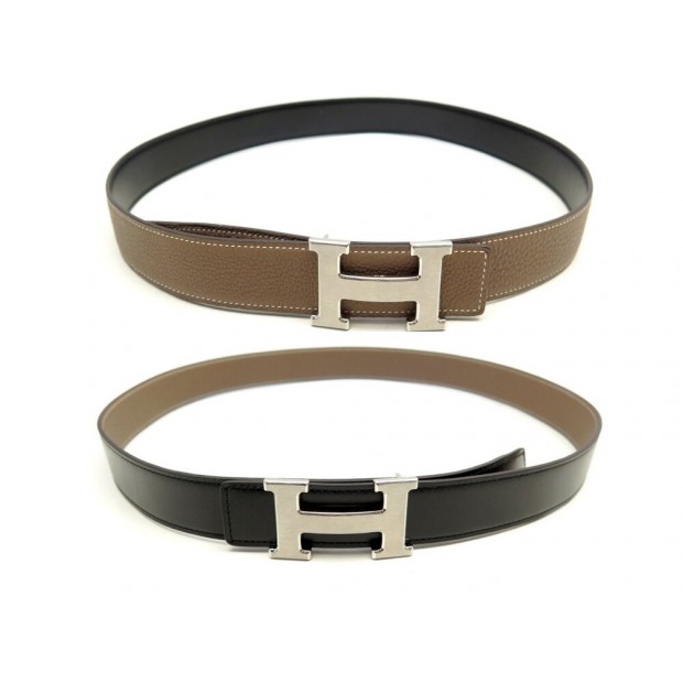 NEUF CEINTURE HERMES LIEN REVERSIBLE 32MM T90 BOUCLE H EN ACIER BROSSE BELT 770€