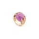 BAGUE EN OR ROSE 18K 14GR T52 CABOCHON AMETHYSTE SERTIE 46 DIAMANTS 0.75 CT RING