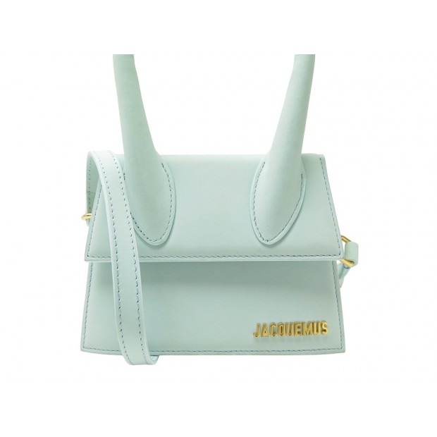 SAC A MAIN JACQUEMUS LE CHIQUITO MOYEN 213BA002 CUIR BLEU BANDOULIERE BAG 720€