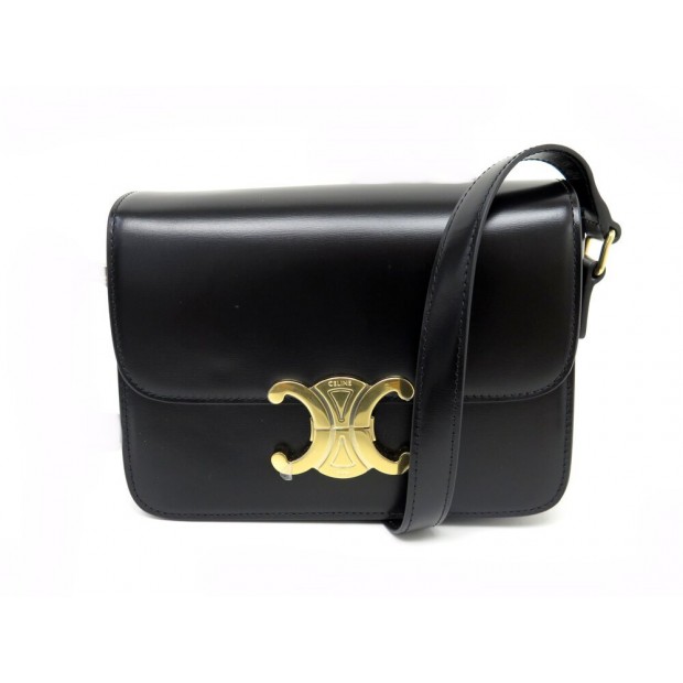 NEUF SAC A MAIN CELINE TRIOMPHE TEEN 188423 EN CUIR NOIR BANDOULIERE PURSE 3300€