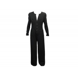 VINTAGE COMBINAISON CHANEL BOUTONS LOGO CC 40 M NOIRE BLACK PANTS SUIT JUMPSUIT