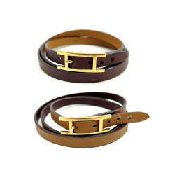 BRACELET HERMES HAPI 3 TRIPLE TOUR TAILLE 2 18-21CM EN CUIR SWIFT BANGLE 390€