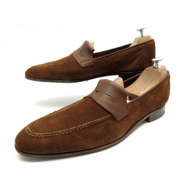 CHAUSSURES JOHN LOBB MOCASSINS 8.5 42.5 CUIR & DAIM MARRON LOAFERS SHOES 1800€