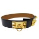 VINTAGE CEINTURE HERMES MEDOR COLLIER DE CHIEN EN CUIR BOX NOIR T76 BELT 3400€