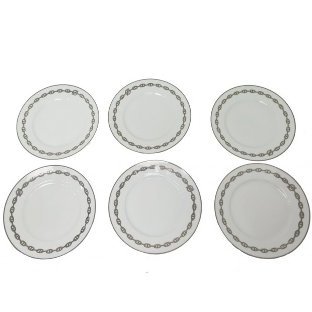 LOT DE 6 ASSIETTES HERMES A DINER CHAINE D'ANCRE 27CM PORCELAINE PLATE SET 870€