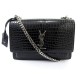 SAC A MAIN SAINT LAURENT SUNSET MEDIUM 442906 CUIR FACON CROCO BANDOULIERE 2400€