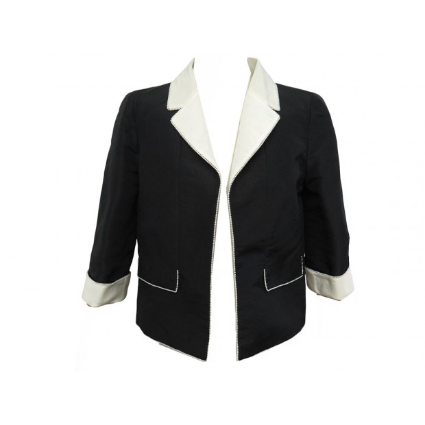 VESTE CHANEL VESTE BOLERO P26838V17313 38 M SOIE NOIRE BLACK SILK JACKET 4950€