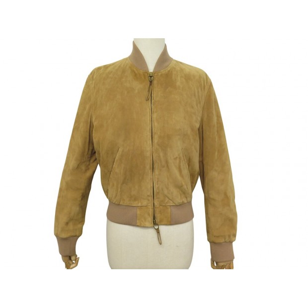 BLOUSON RALPH LAUREN VESTE BOMBER EN DAIM MARRON 6 38 M SUEDE JACKET COAT 1500€