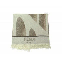 NEUF PLAID FENDI COUVERTURE BEIGE LAINE MERINOS ET CACHEMIRE NEW BLANKET 1500€