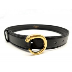 NEUF VINTAGE CEINTURE CARTIER BOUCLE PANTHERE S 65 CM EN CUIR NOIR BELT 600€