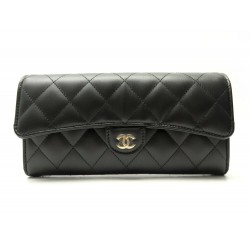 NEUF PORTEFEUILLE A RABAT CHANEL PORTE MONNAIE TIMELESS CUIR NOIR WALLET 1350€