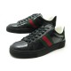 NEUF CHAUSSURES GUCCI ACE CRYSTAL 760774 BASKETS 38 TOILE GG NOIR SNEAKERS 630€