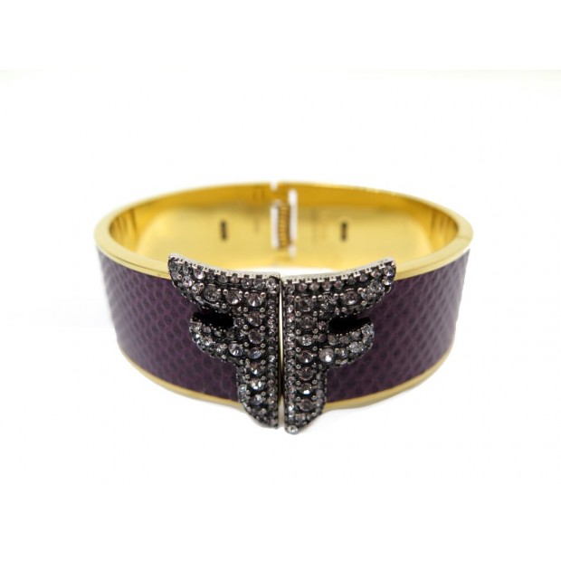 NEUF BRACELET FENDI FFREDOM 8AG851 CUIR SERPENT KARUNG 16CM + BOITE BANGLE 620€