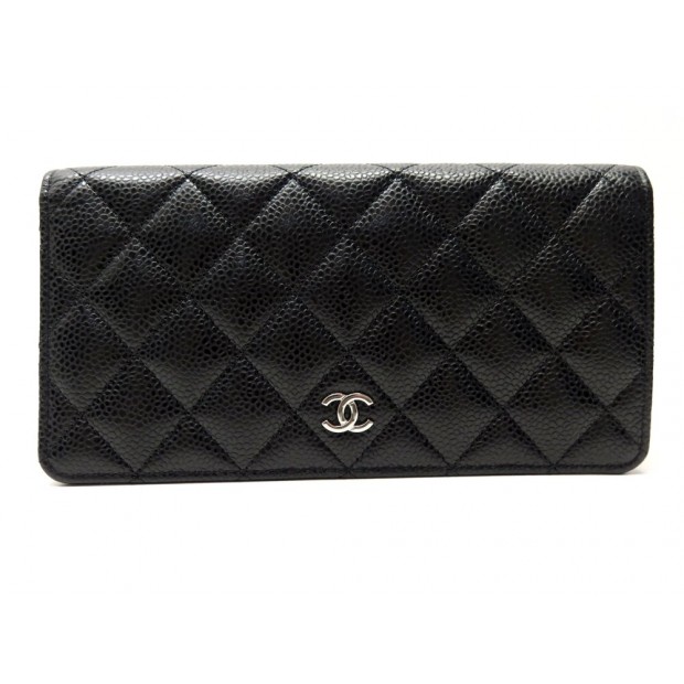 NEUF PORTEFEUILLE CHANEL TIMELESS LOGO CC EN CUIR MATELASSE CAVIAR WALLET 1140€