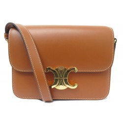 NEUF SAC A MAIN CELINE TRIOMPHE TEEN 188423 CUIR MARRON BANDOULIERE BAG 3300€