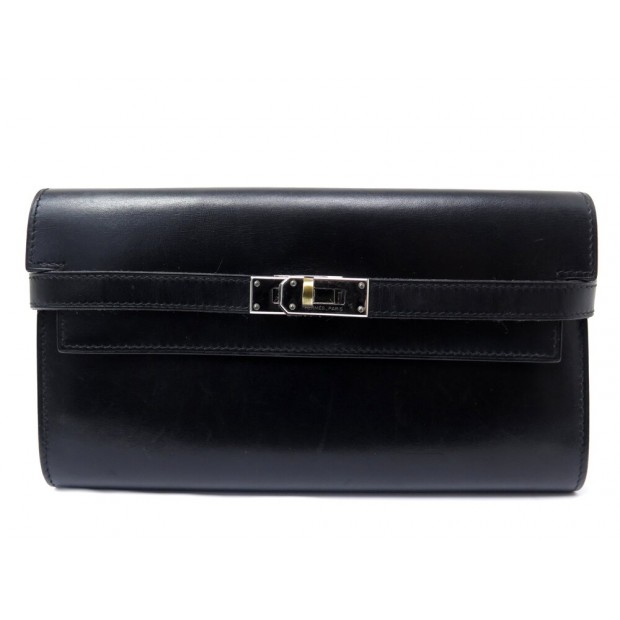 PORTEFEUILLE HERMES KELLY CUIR BOX NOIR PORTE MONNAIE BLACK LEATHER WALLET 4200€