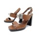 CHAUSSURES HERMES SANDALES A TALONS ILONA 90 M0241153Z 37.5 CUIR + POCHON 1500€