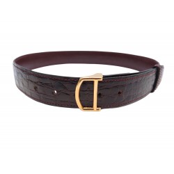 VINTAGE CEINTURE MUST DE CARTIER EN CUIR DE CROCODILE BORDEAUX T65 BELT 1860€