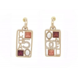 NEUF BOUCLES D'OREILLES CHANEL PENDANTES LOGO STRASS MULTICOLORE EARRINGS 980€