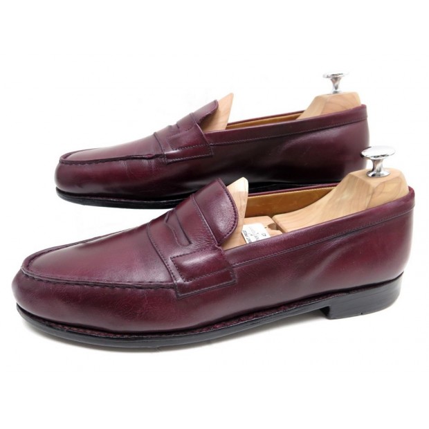 CHAUSSURES JM WESTON MOCASSINS 180 8B 41.5 CUIR BORDEAUX 