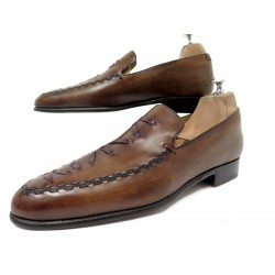 NEUF CHAUSSURES BERLUTI MOCASSINS RAPIECE 1035 7 41 EN CUIR PATINE LOAFERS 2600€