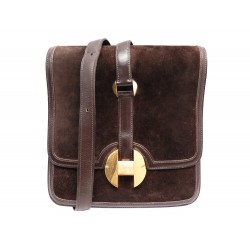 VINTAGE SAC A MAIN HERMES 2002 EN CUIR ET DAIM MARRON BANDOULIERE HAND BAG 6800€