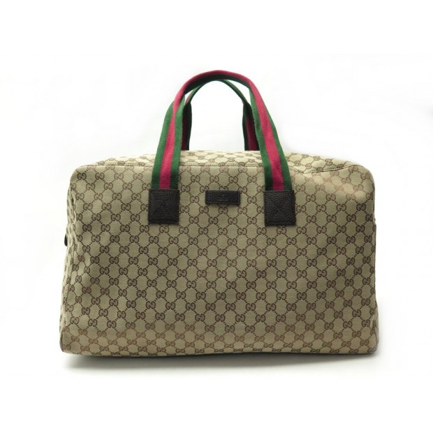 SAC DE VOYAGE A MAIN GUCCI 146310 WEEKEND TOILE MONOGRAMMEE GG BANDES WEB 2100€